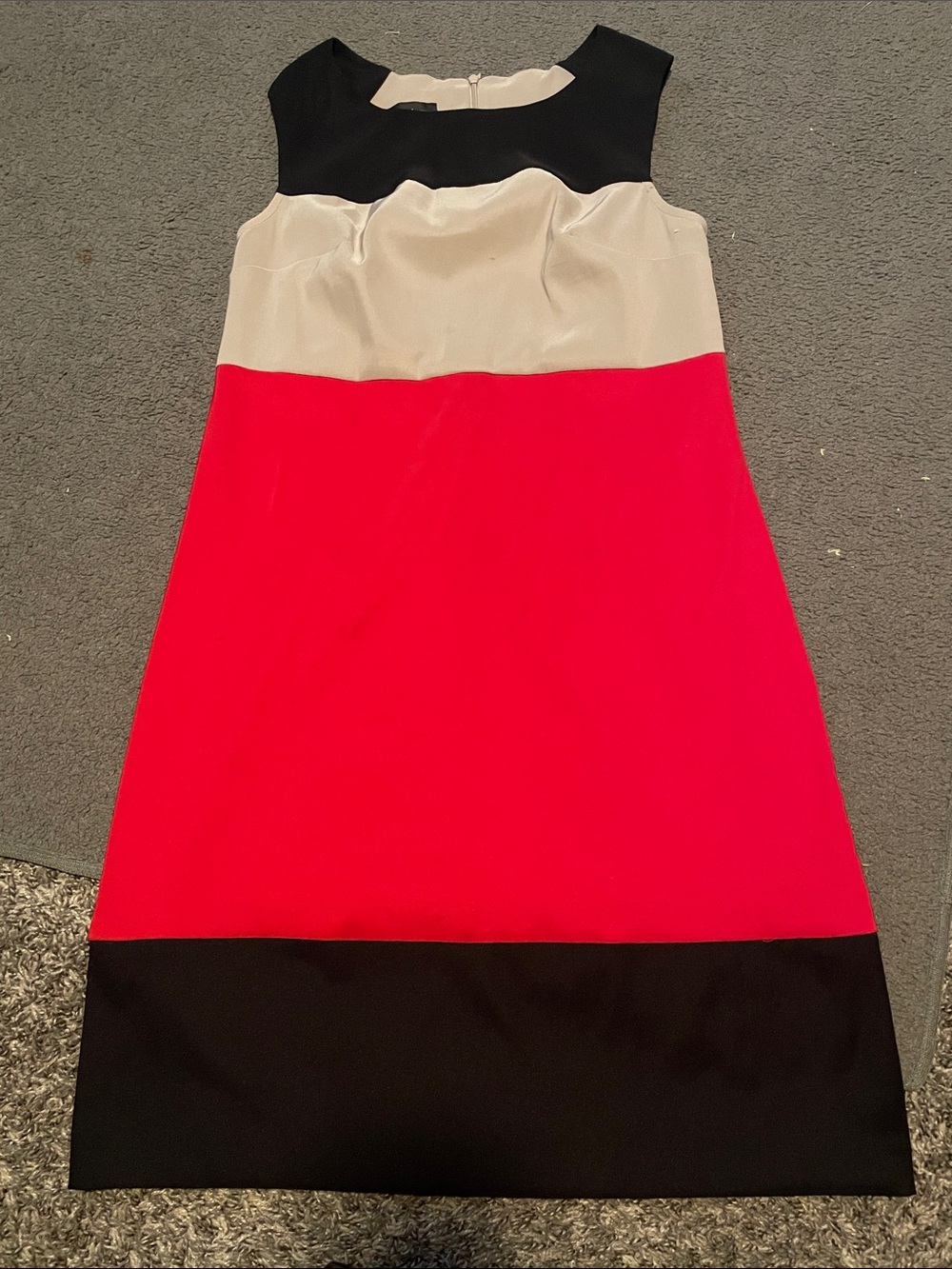Alyx Colorblock Sleeveless Midi Dress - Red, Black, Cream